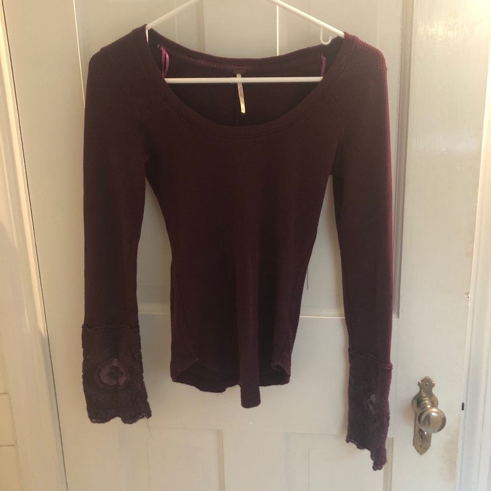 Free people thermal top with laced cuffs